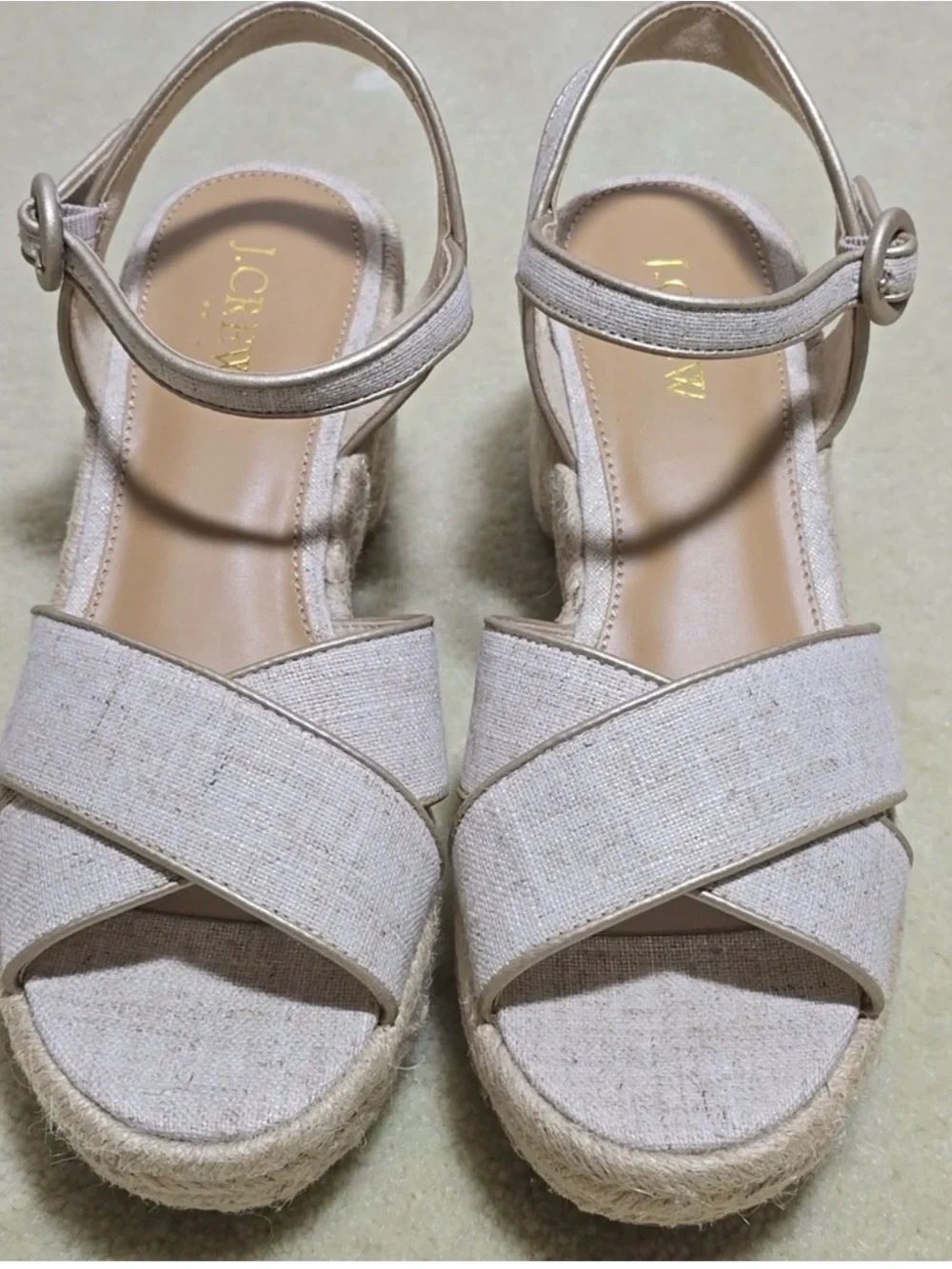 BNIB J. Crew Beige Linen Platform Espadrille Neutral Women’s Sandals